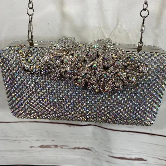 Fawziya Designer Rhinestone Peacock Glamour Shoulder Handbag ~ NWOT - Picture 5 of 13